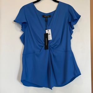 BCBG Palace blue v-neck blouse